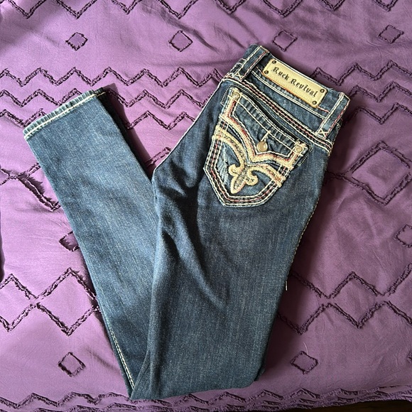 FIRM Rock revival Blue skinny Jeans with Embroidered Pockets - Picture 1 of 14